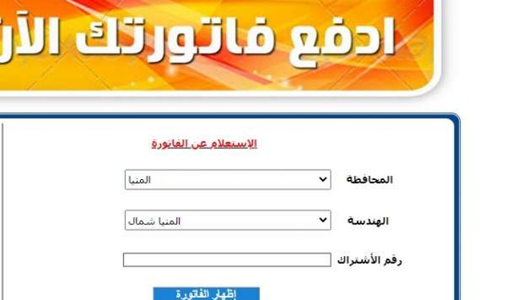 طريقه سداد فاتوره كهرباء شركه مصر الوسطى صفحة ويب للشركة مع خانات لملئ البيانات