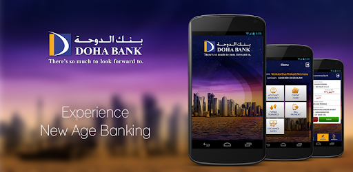موبايل باللون الأسود يظهر عليه عبارة كيفية دفع الفواتير عبر تطبيق الجوال المصرفي من بنك الدوحة